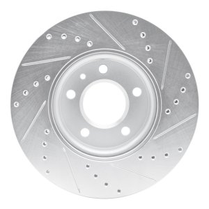 Buick Encore GX Brake Rotor (1) - Front Left - R1 Concepts - Drilled & Slotted - Silver - `11-`25